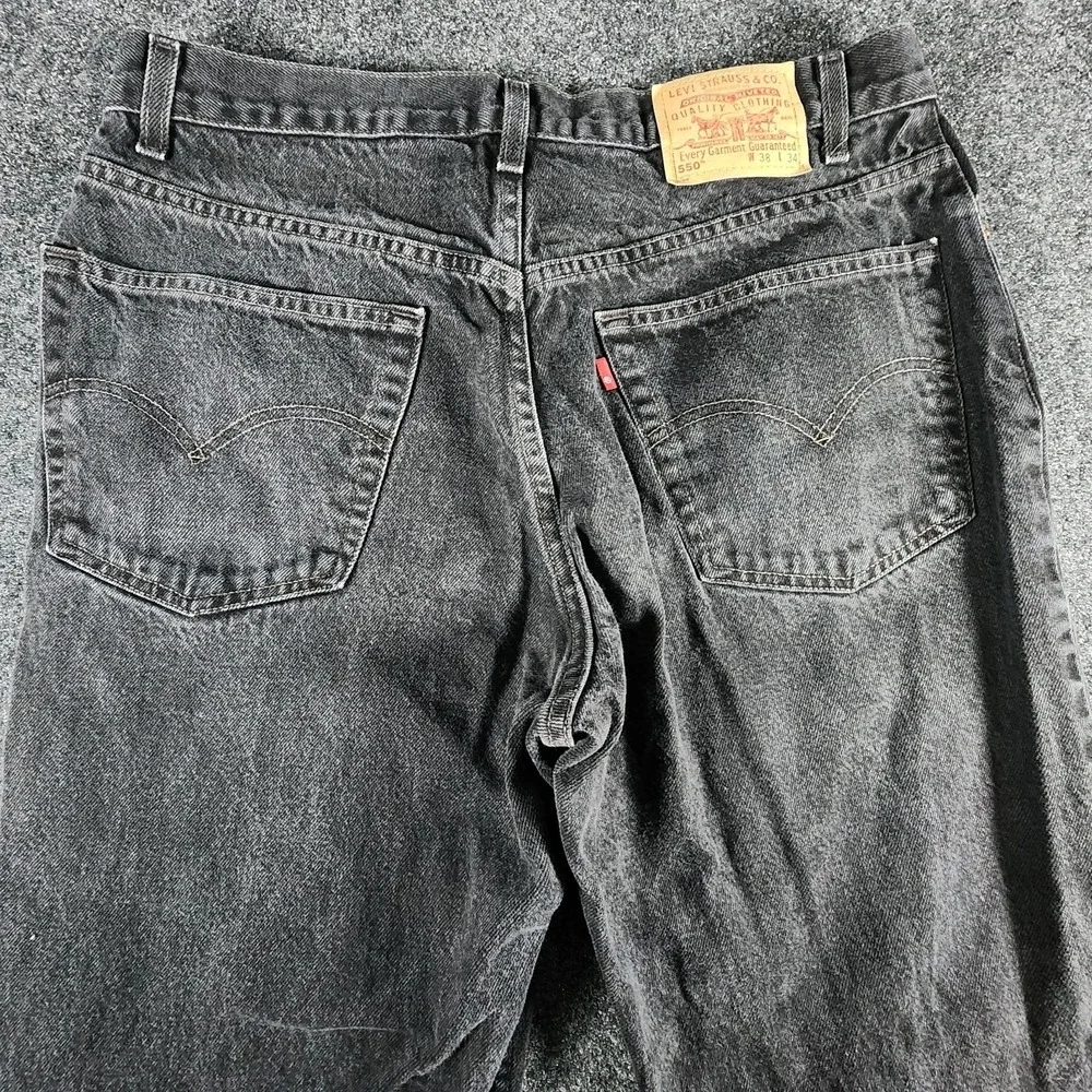 VTG Levis 550 Jeans Black Men's 38x34 Fit 34x32 Y2K 2000‎ Relaxed Fit Denim